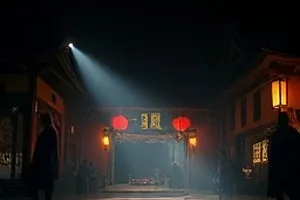 夜色霓虹街道的悬疑剧照示意，出租车灯牌在雨幕中晕开